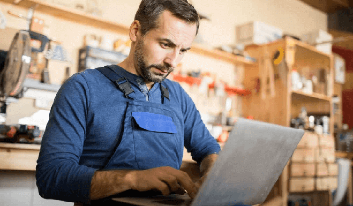 Man working on a laptop