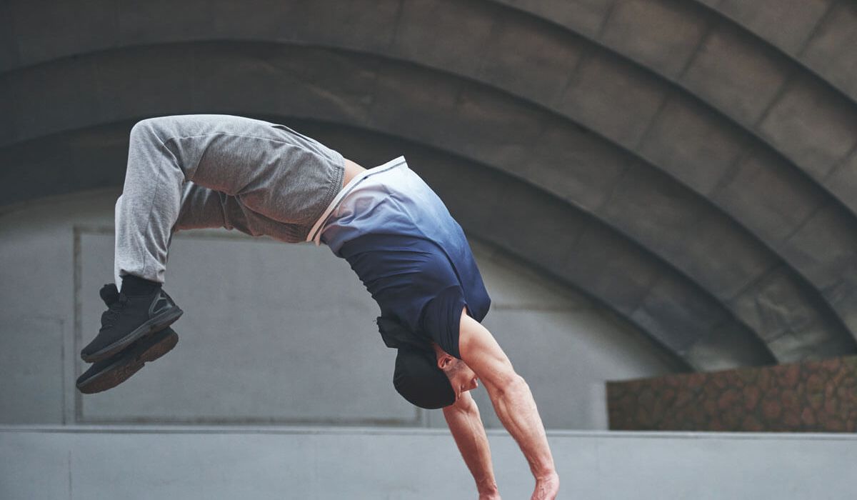 A person doing a backflip