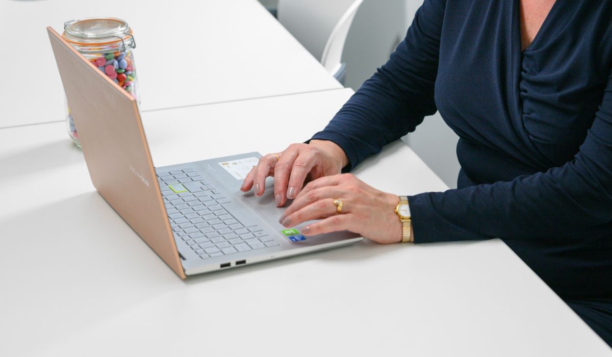 Person working on a laptop