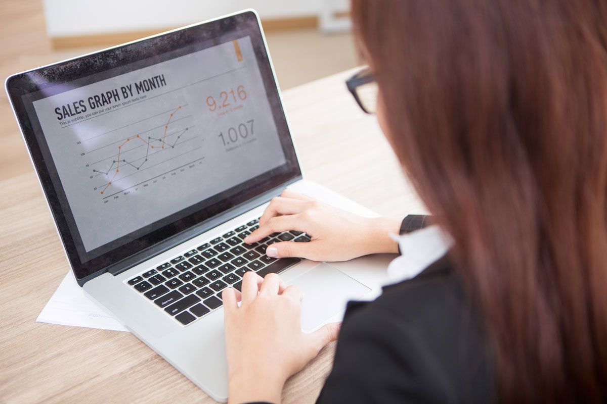Woman working on a laptop