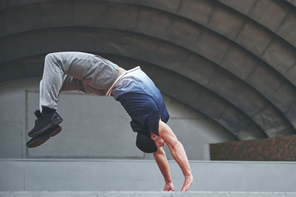 A person doing a backflip